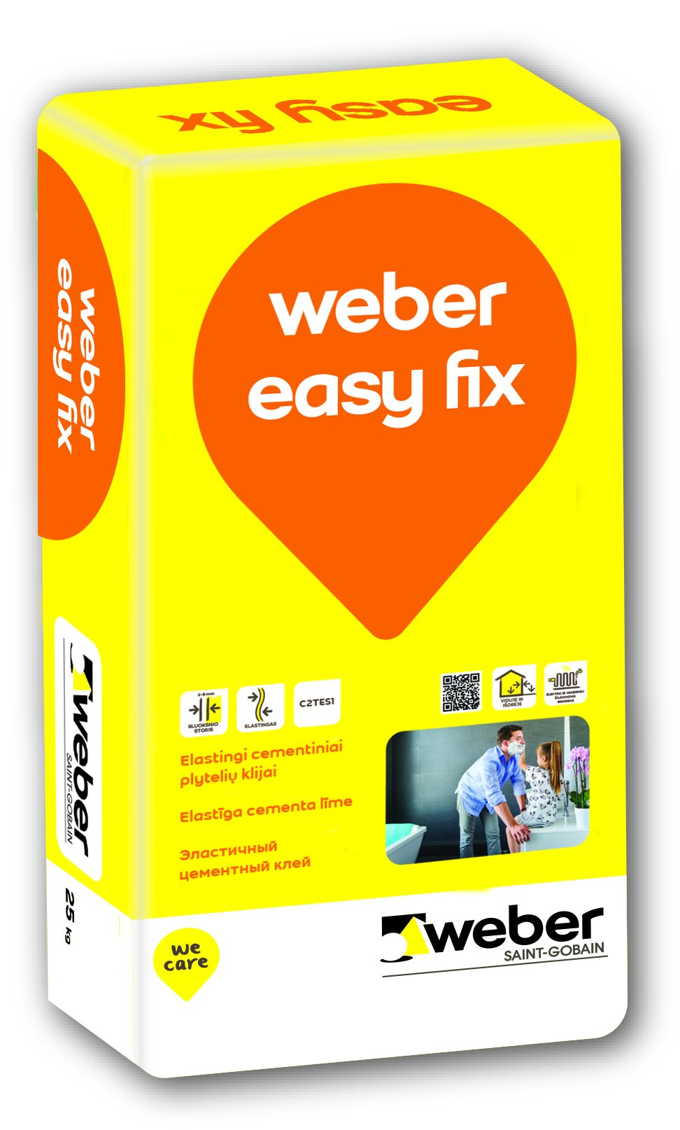 Flex-Fliesenkleber Weber Easy Fix C2TE S1, bis 120 cm Großformatfliesen (Vetonit Easy Fix)