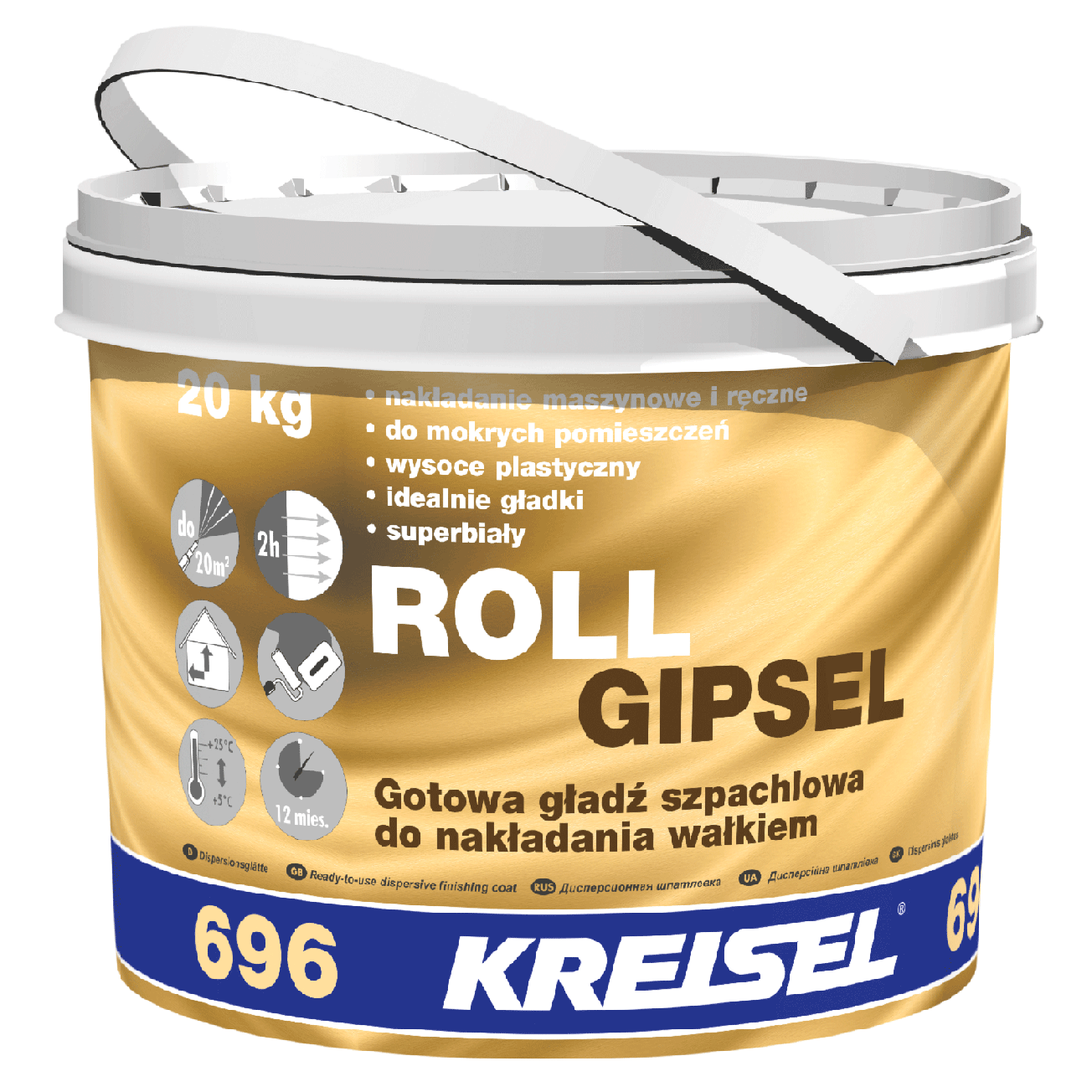 ROLL-GIPSEL 696  20kg,  Finish-Spachtel, Hochwertig. Gebrauchsfertige Spachtelmasse